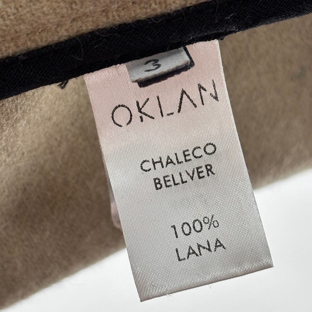 Oklan Suits Tan Open Front Wool Cap Sleeve Duster Vest - Picture 11 of 12